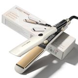 BarberBoss Stijltang met Floating Ceramic Technology, platte stijltang, stijltang voor gladde, frizz-gecontroleerde styling, negatieve ionen en keratine-verzorging voor haar (QR-8421, Wit)