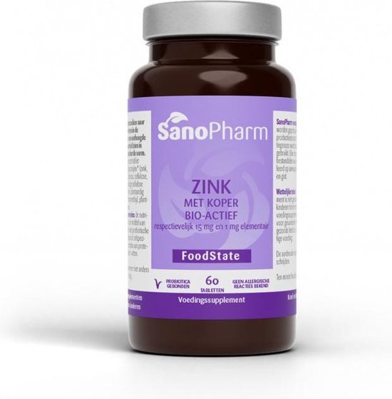 Sanopharm Zink Met Koper 15mg/1mg Tabletten