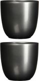 Mica Decorations 2x stuks pot antraciet grijs keramiek pour plante d'intérieur H25 x D28 cm