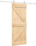 vidaXL Schuifdeur Natuurlijk en Wit 80 x 210 cm Massief Grenenhout