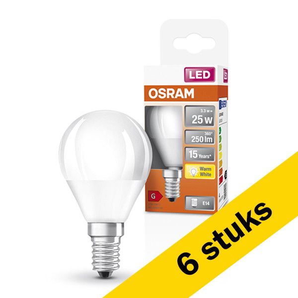6x Osram LED lamp E14 | Kogel P45 | Mat | 2700K | 3.3W (25W)