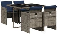 vidaXL 5-delige tuinset met kussens, grijs, polyrotan