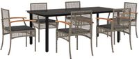vidaXL 7-delige Tuinset met Kussens Poly Rattan Grijs