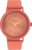 OOZOO Timepieces - Perzik roze horloge met perzik roze leren band - C10580 - Ø42