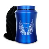CHIEMOT Tot 220 pond grote urnen voor as volwassen man-vrouw, engelenvleugels in liefdevolle herinnering, decoratieve crematie-urn voor menselijke as met fluwelen zak (blauw)