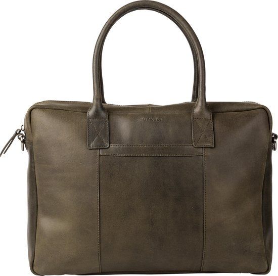 BURKELY Kay Aktetas - 15 inch Laptoptas - Khaki - Leer