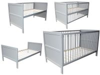 Micoland Babybed 3-in-1: babybed / bijzetbed / peuterbed, grijs, 140x70 cm
