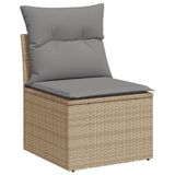 vidaXL 11-delige Tuinset met Kussens, Poly Rattan, Beige