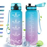 Drinkfles, HoneyHolly Drinkfles, 1 l, sportfles, motiverende drinkfles, BPA-vrij, waterfles voor sport, fitness, yoga, school, kantoor