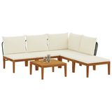 vidaXL - 6 pc Solid Acacia Wood & Rope Natural