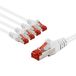 goobay 65982 CAT6 netwerkkabel set van 5 / patchkabel afgeschermd S/FTP/CU ethernetkabel, PiMF, LSZH/Cat 6 kabel met 10 Gbits/wit/5 x 1 m