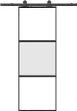 vidaXL Schuifdeur met beslagset, 76x205 cm, gehard glas, zwart
