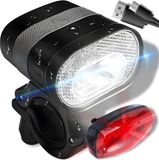 Merkloos / Sans marque Shenzhen Haorui Industrial Technology Co., Ltd. USB-verlichtingsset fiets – STVZO goedgekeurd – waterdicht – oplaadbaar – fietslamp voor + achterlicht – 3200 mAh 500 lm
