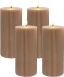 Merkloos Relaxdays LED-kaarsen - set van 4 - 18xØ7,5 cm - mokka mousse