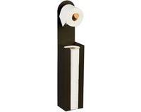 Merkloos Relaxdays Toiletrolhouder staand - 66 cm - reserverolhouder - metaal - zwart