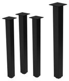 Set de 4 pieds de meuble - Hauteur réglable, acier noir, 90 cm