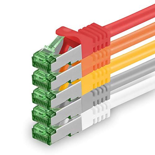 1aTTack.de 7,5 m Cat.7 netwerkkabel 5-pack Cat7 patchkabel LAN-kabel Ethernet RJ45 10 Gbit/s 5 kleuren