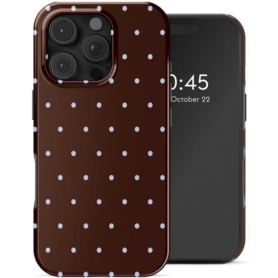 Selencia Hoesje - Geschikt voor Apple iPhone 16 Pro - Backcover geschikt voor MagSafe - Happy Dots Chocolate