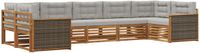 vidaXL - Buiten - bank - set - 7 - st - Naturel - en - lichtgrijs - Massief - Acacia - Hout