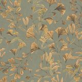 A.S. Création Vliesbehang Bladeren Botanisch Bruin Groen Goud 53cm x 10.05m