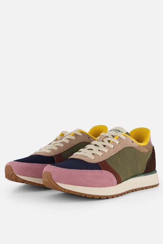 Woden Sneakers Ronja 37 Vrouwen Leer/Textiel Rubber Donkergroen