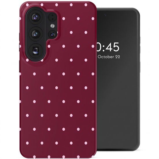 Selencia Hoesje - Geschikt voor Samsung Galaxy S26 Ultra - Backcover - Happy Dots Burgundy