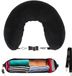 Unyqoos® Coussin de voyage pliable et réglable avec espace de rangement supplémentaire - Noir