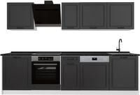 Vicco Complete keukeneenheid R-Line, Antraciet landelijk/Wit, 280 cm zonder werkblad