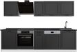Vicco Complete keukeneenheid R-Line, Antraciet landelijk/Wit, 280 cm zonder werkblad