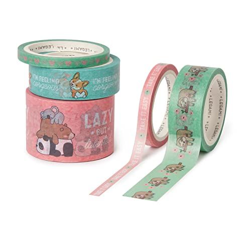 LEGAMI - Tape By Tape - Set van 5 papieren stickers - Schattige dieren - Kleurrijk