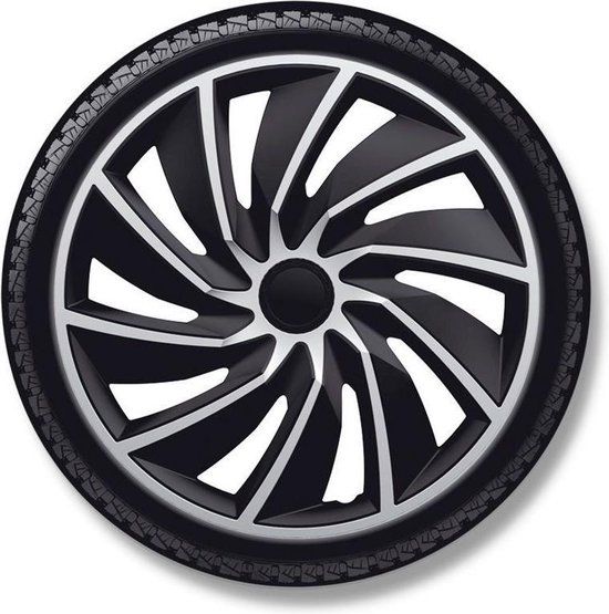 Autostyle Wieldoppenset Turbo 17-inch Zilver/Zwart 4 Stuks