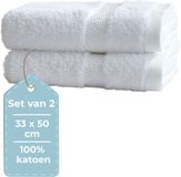 HUSH Living Gastendoek Set van 2 Wit 33x50 cm 100% Katoen 500g/m2