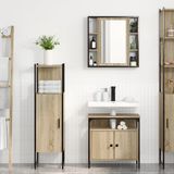 vidaXL Badkamermeubel Set 3-delig Bewerkt Hout Bruin 33 x 33 x 120,5 cm