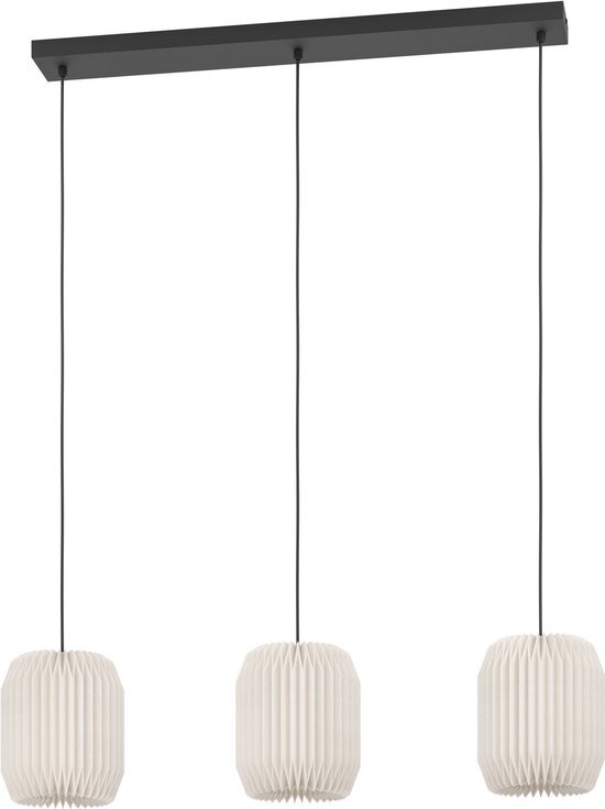 EGLO Belgrave Hanglamp - E27 - 88 cm - Zwart/Wit - Papier