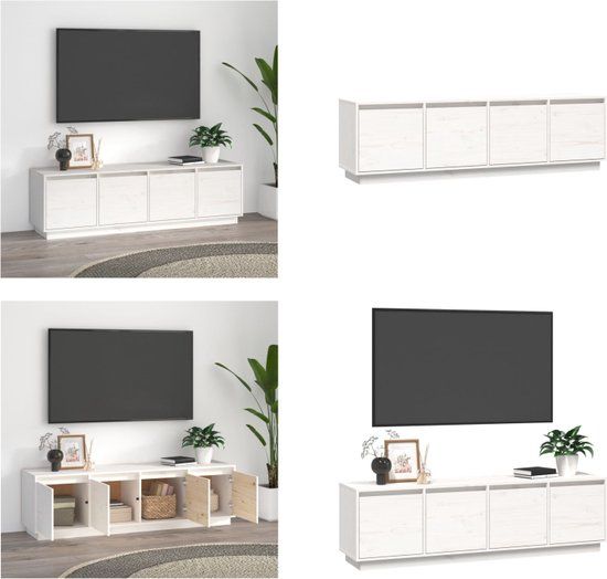 vidaXL Tv-meubel 156x37x45 cm massief grenenhout wit