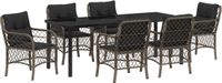 vidaXL Tuin Eettafel Set 7-delig Poly Rattan Grijs