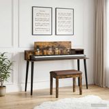 vidaXL Studiobureau gerookt eiken 130 x 36 x 19,5 cm bewerkt hout