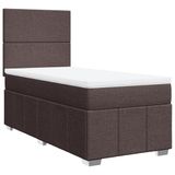 vidaXL Boxspringbed met matras, stof, donkerbruin, 90x200 cm