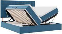 vidaXL LED-opbergbed met matras, donkerblauw, 200 x 200 cm, fluweel