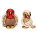 THUN - Set van 2 keramische kalkoenen, handbeschilderd, klassieke kerstdecoratie, 3,1 x 2,7 x 3,8 cm en 3,7 x 3,7 x 4 cm