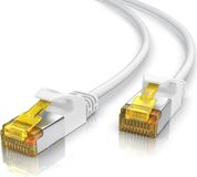 Primewire LAN-kabel CAT 7, ultradun, 10 Gbit/s, RJ45 netwerkkabel, U/FTP PIMF afscherming, vergulde contacten, koperen geleiders, 4 mm buitenmantel, patchkabel, Ethernet, 2 meter, wit