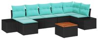 vidaXL Tuinbank - Set - 8 - st - Zwart - poly - rattan