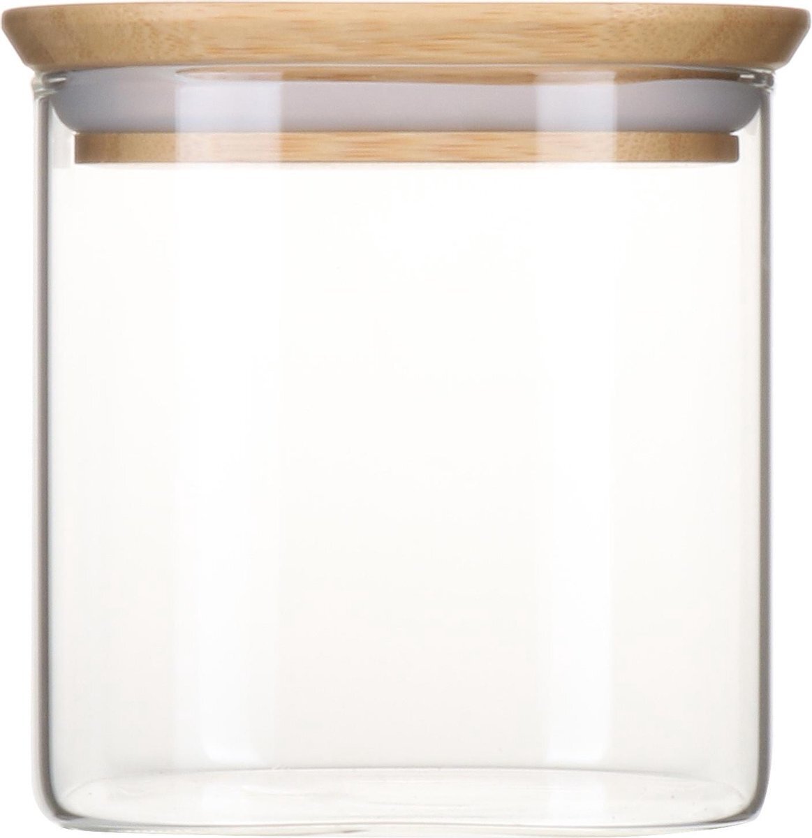 Pebbly voorraadpot 11 x 11 cm glas/bamboe transparant 1100 ml