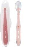 Nattou Mealtime - Siliconen Lepels voor Kinderen - 2 Stuks - 16 cm - Transportdoos voor 1 Lepel - BPA-vrij - Poederroze