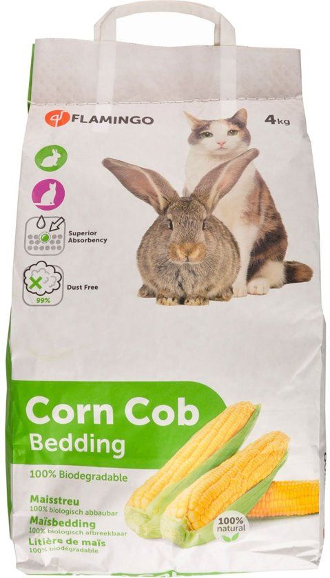 FLAMINGO Knaagdier bodembedekking Mais - Geel - 4 kg