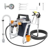 Airless verfspuitapparaat met drukmeter, spuitpistool, slangen en accessoires, professioneel verfspuitsysteem