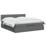 vidaXL Ottoman bed met matras Donkergrijs 140 x 200 cm Stof