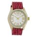 OOZOO Timepieces - Goudkleurig damespolshorloge met roze leren band - C10227