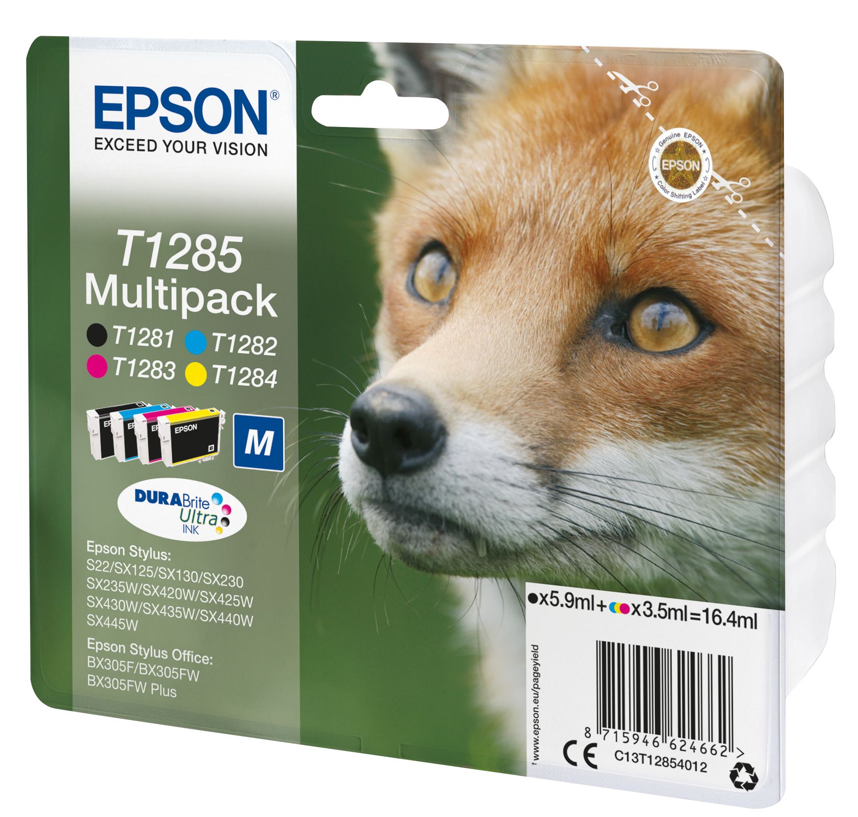 Epson T1285 Multipack - Zwart, Cyaan, Magenta, Geel - Origineel