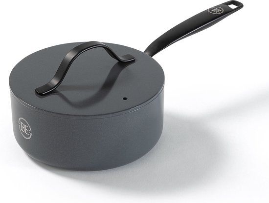 BE Living Steelpan met Deksel - Ø 18 cm - Sauspan - Keramisch - PFAS Vrij Anti Aanbak - Inductie Pan - Grijs - Essential Series